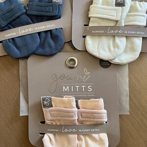 NWT Goumi Kids Preemie Baby Mitts Lot Of 3 Rose Midnight Cloud Bamboo Organic